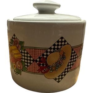 Sakura Garden Time Sugar Bowl & Lid Vintage 90s 1994 Mary Engelbreit Stoneware